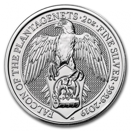 Продать Серебряная монета Великобритании «Сокол Плантагенетов"  62.2 г  серебра проба 0.9999